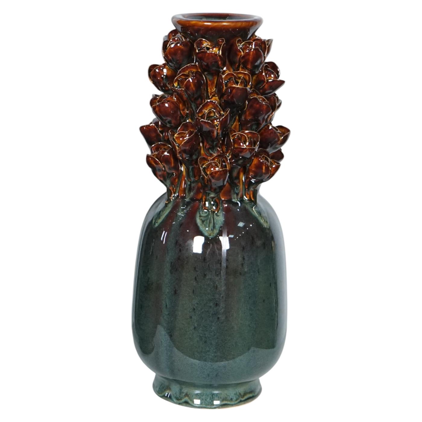 Mansion Atmosphere Vaas Airlie keramiek bruin/groen 13x32cm